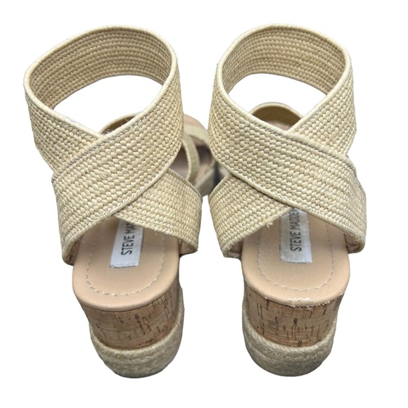 Steve Madden Kadira Espadrille Platform Cork Raffia Wedge Sandals Tan, Women’s 9 - Picture 3 of 7